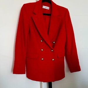 Red Double-Breasted Blazer